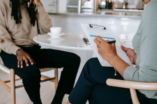 writing on clipboard during interview